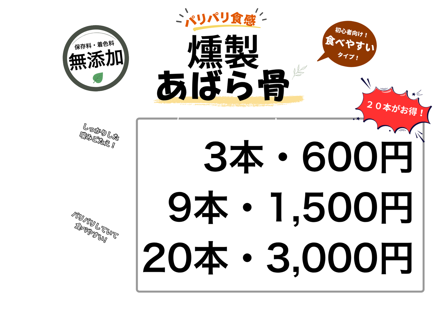 【燻製】肉付きあばら骨（3本セット）