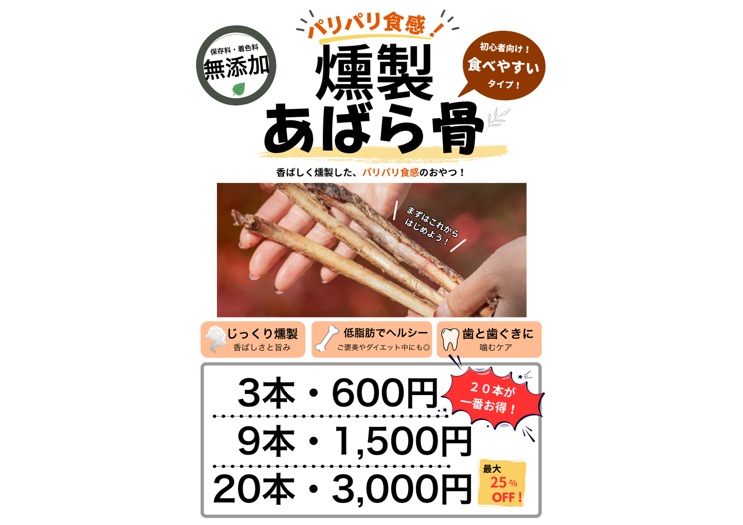 【燻製】肉付きあばら骨（3本セット）